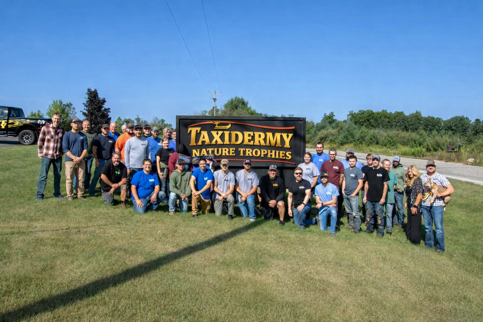 group photo at taxidermy nature trophies